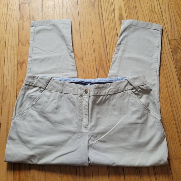 Lands End Beige Chino Pants Size 16 Cotton Blend - Picture 1 of 5